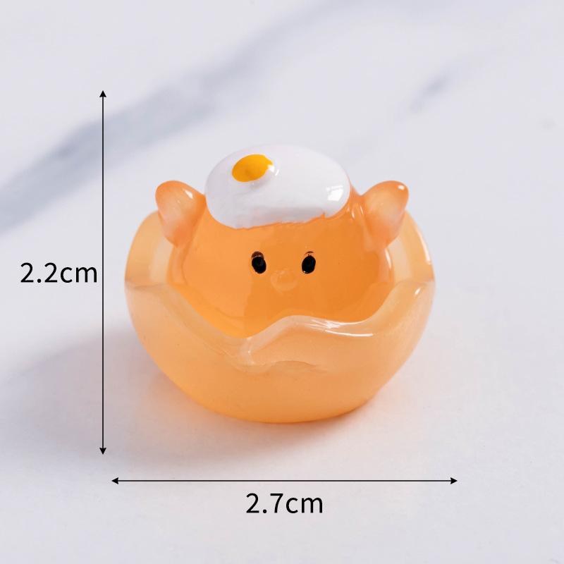 Mikrolandskap Søt Selvlysende Eggeskall Kylling Søt Kylling DIY Smykker Blindpose Tilbehør Skrivebord Bil Dekor