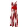 LYRIA Sexy Sleeveless Dress Women Black White Stripe Printed Long Dresses Summer Casual Vacation Party Dress Robe