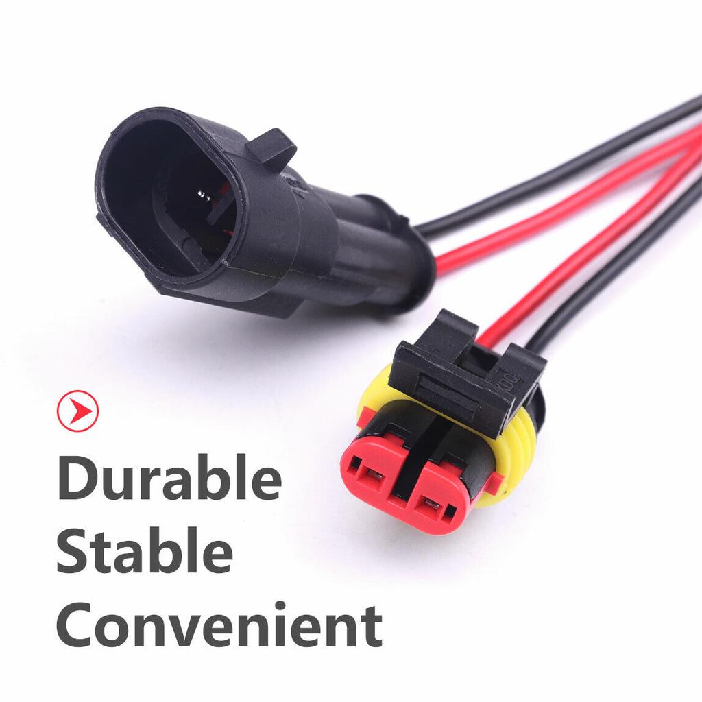 10pcs 5 Sets Waterproof Automotive Male Female Electrical Connectors Plug 2-Pin Way With Wire For Car Motorcycle Scooter Marine