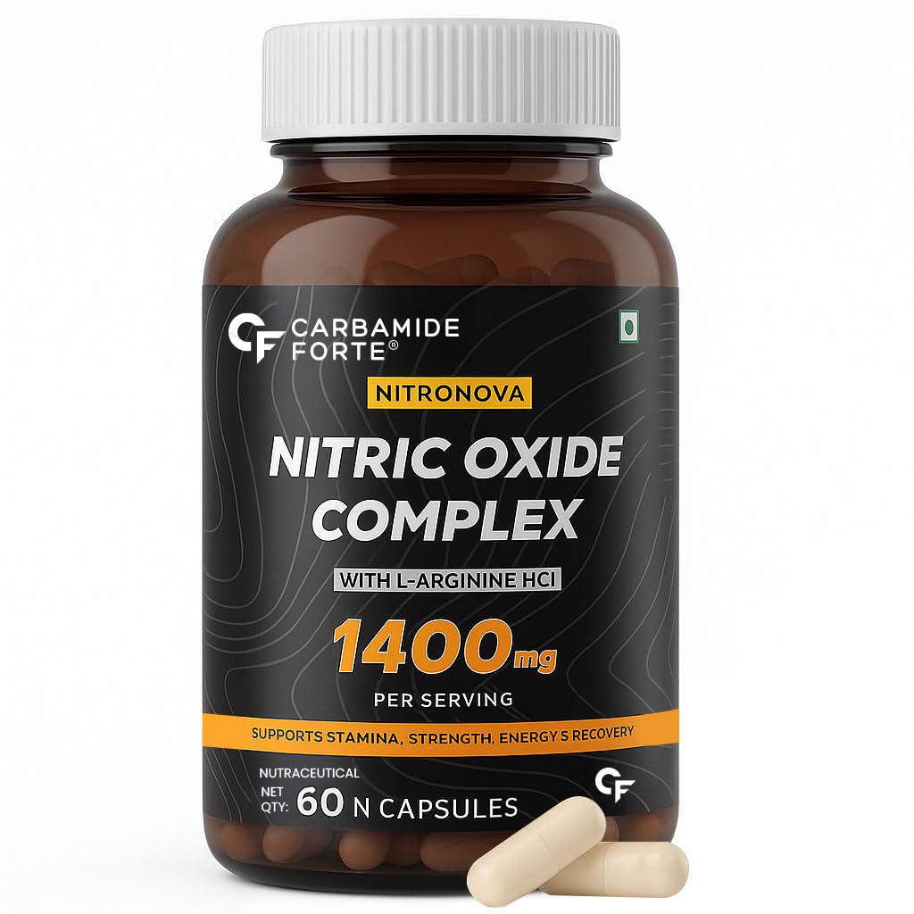 Carbamide Forte Nitric Oxide Supplement 1200mg for Adults with L-Arginine, AAKG & Beet Root 60 Veg Capsules