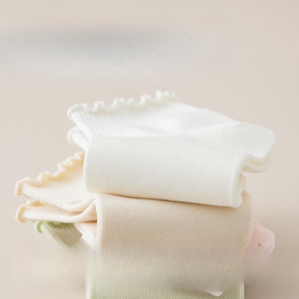 Black Fungus Edge Socks, Women's Cotton Socks, Boneless Short Socks, Summer Thin, Breathable and Sweat-absorbing Mid-calf Socks