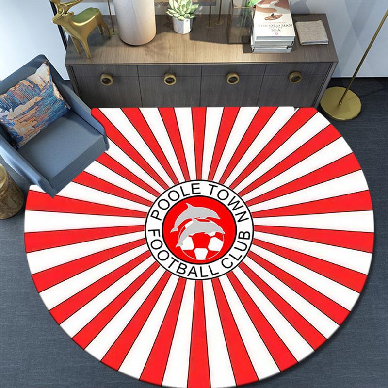 Poole Town Football Club,Round Area Rug,Carpet Rug for Living Room Bedroom Sofa Playroom Decor,Non-slip Floor Mat