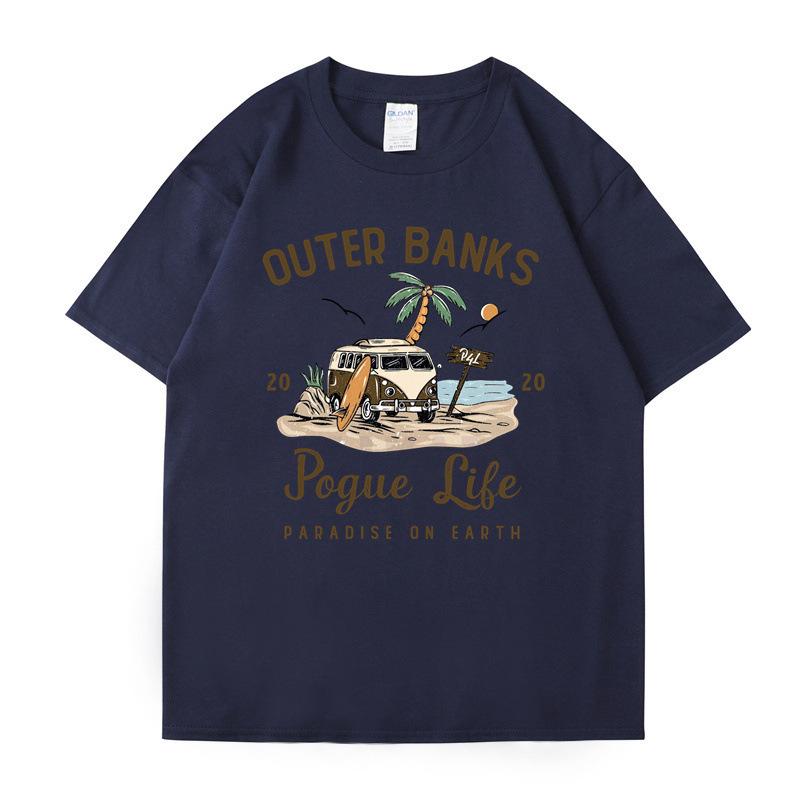 Fashion Printing Shirt Outer Banks T Shirt Pogue Life John B Paradise On Earth North Carolina Pouge Graphic Cotton Tops