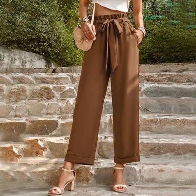 Women Solid Color Summer Temperament Commuting Loose Fittiing Pants