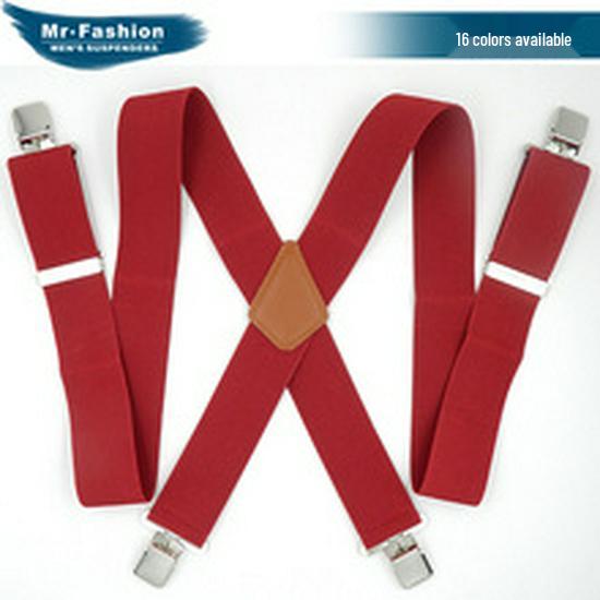 Bretelles kaki pour homme à 4 pinces, 5 cm de large et longueur réglable, en stock.