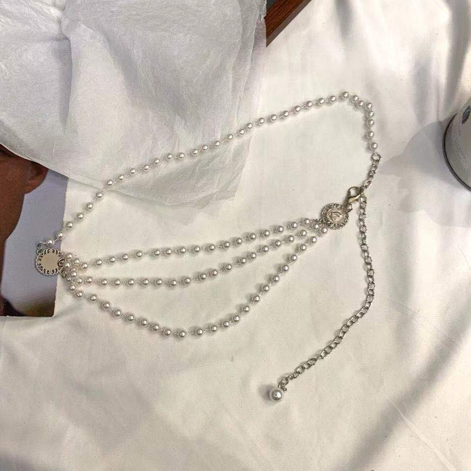 

Новая многослойная жемчужная цепочка-кисточка на талию для женщин, милый темперамент, универсальное платье, чонсам, простая и модная цепочка на талию 80-100cm