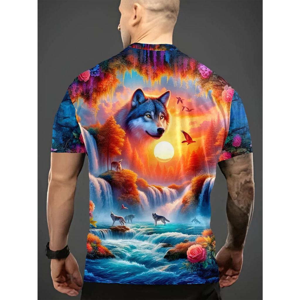 Modne Śmieszne Koszulki z Grafiką Zwierząt Druk 3D Oversize Krótki Rękaw Okrągły Dekolt Casualowe Koszulki Męskie