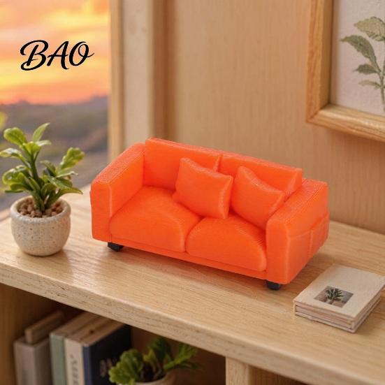Kleine Dekorative Couch Miniatur-Couch, Winziges 2-Sitzer-Möbel Realistisches Mini-Zweisitzer-Sofa Maßstab für 1/12 Puppenhaus Wohnzimmer