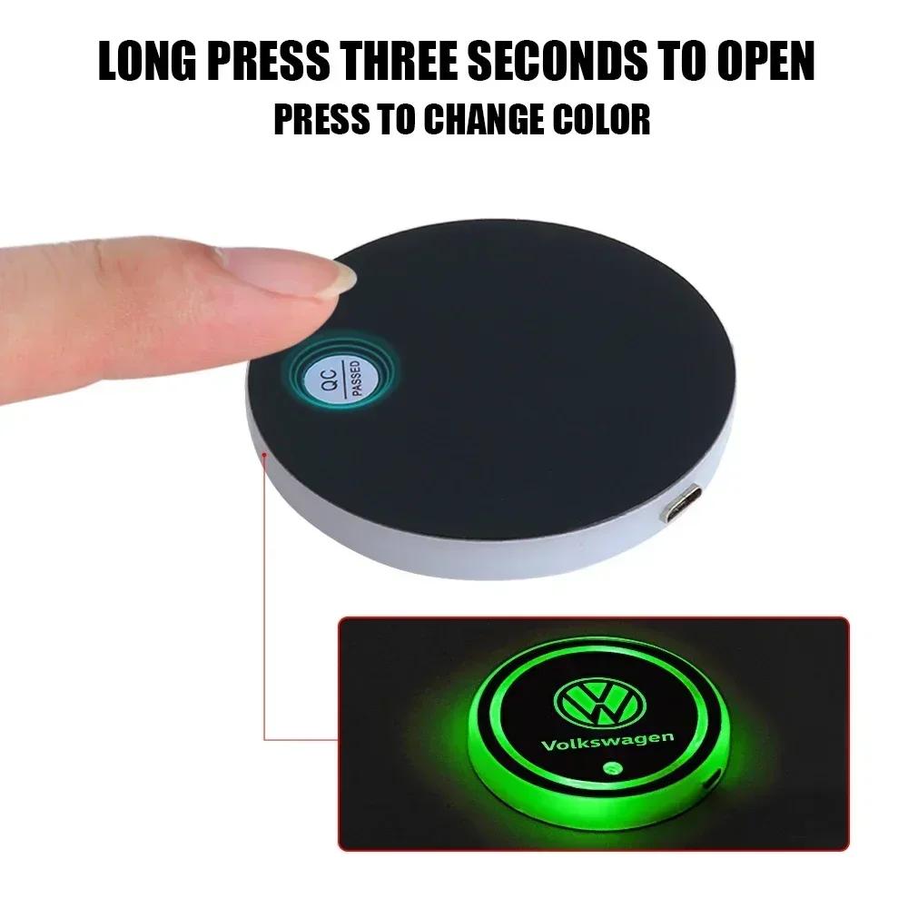 For VW VOLKSWAGEN New 2PCS Volkswagen 7-Colors Ambient Light Car Water Coaster for VW Golf 6 7 MK4 TSI TDI Magotan B5 B6 B7 GTD