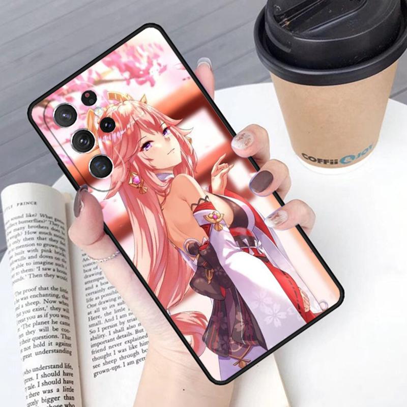 Genshin Yae Miko Phone Case Cover For Samsung Galaxy S24 S25 Ultra S21 S22 Ultra S10E Note 10 Plus Note 20 FE S23
