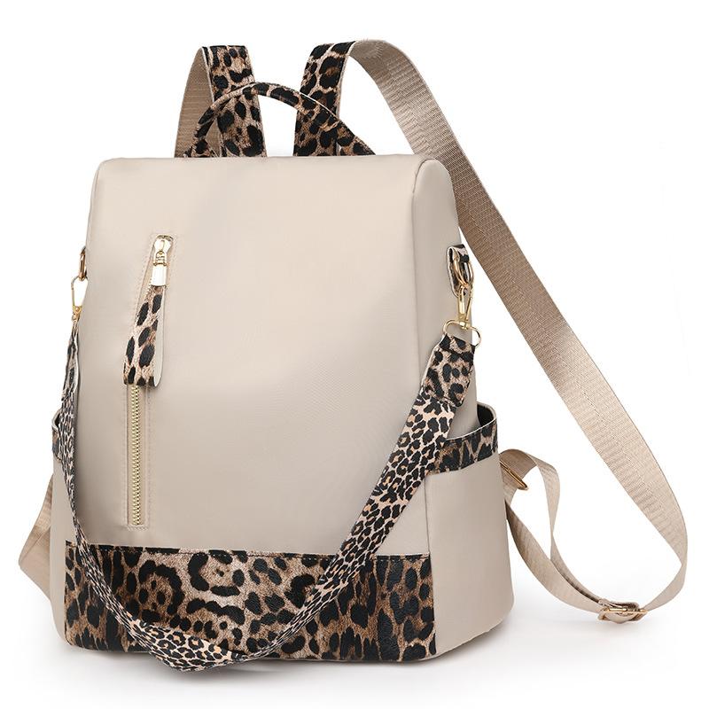 Women's Leopard Print Backpack Anti-Theft Travel Backpack Student Schoolbag