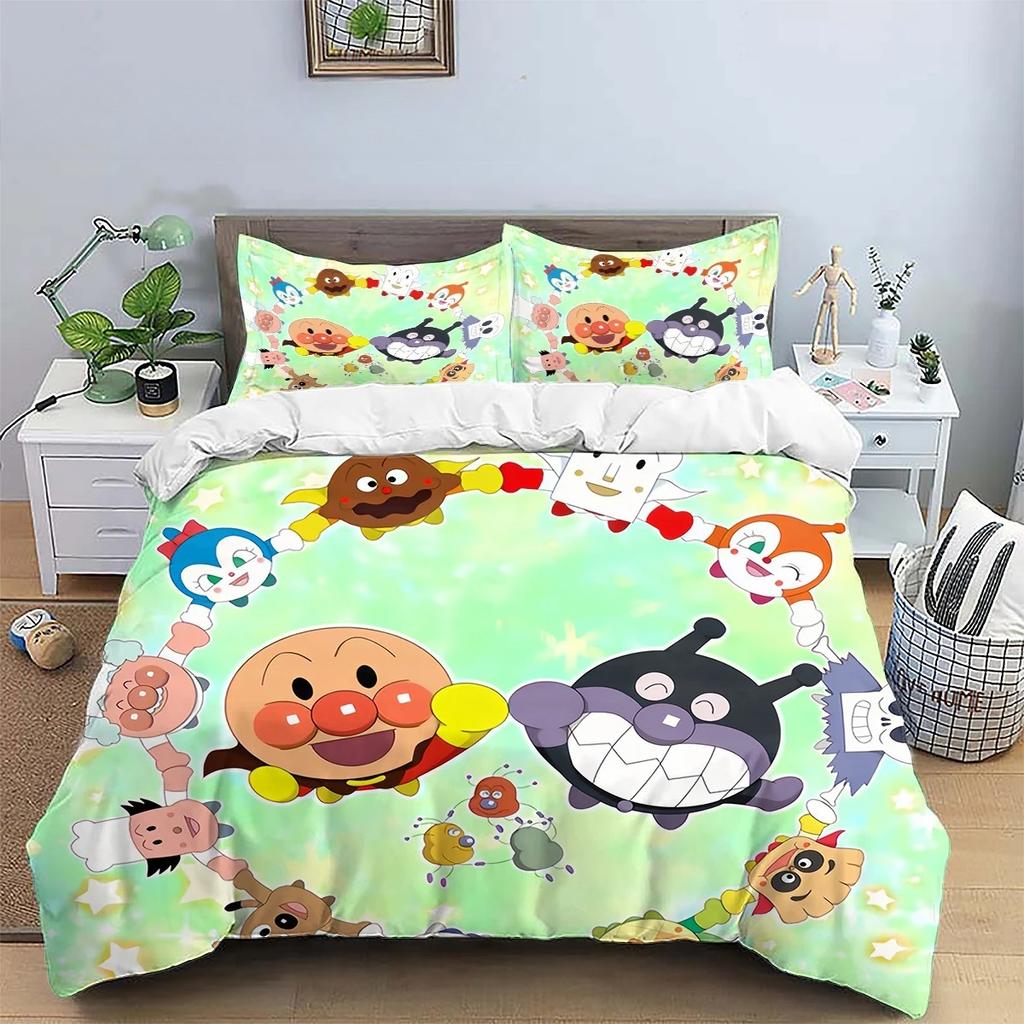 Anpanman Squad Bedding Set Double Twin Full Queen King Kids Bedclothes Duvet Cover Pillowcase Decoration Christmas Gifts
