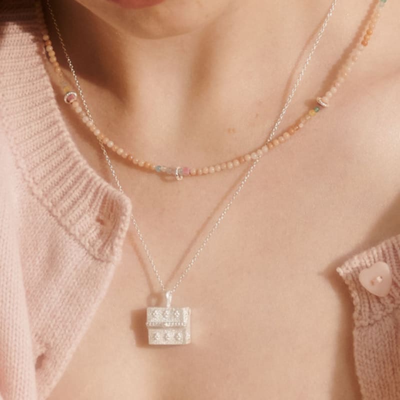 BSWAN pink opal ring necklace