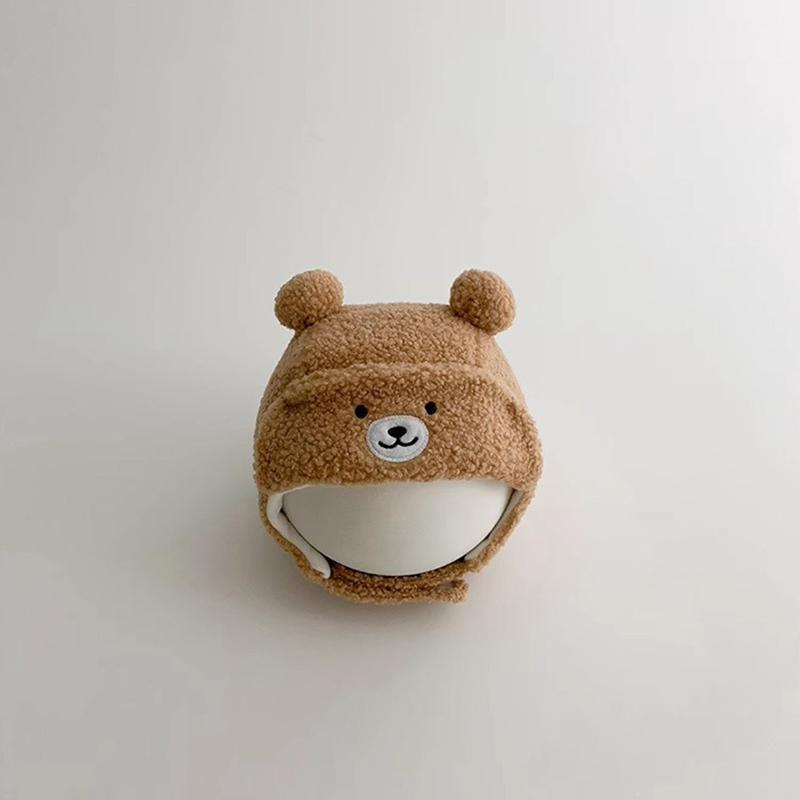 

Мультяшный медведь Детская плюшевая шапка зимняя теплая защита ушей шапка для младенца милый однотонный малыш бомбер ушанка шапки тука 42-49cm