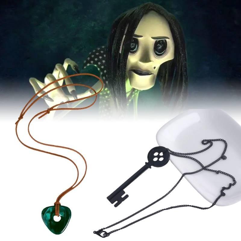 Cartoon Coraline Necklace Key Pendant Alloy Resin Material Children Gift Fans
