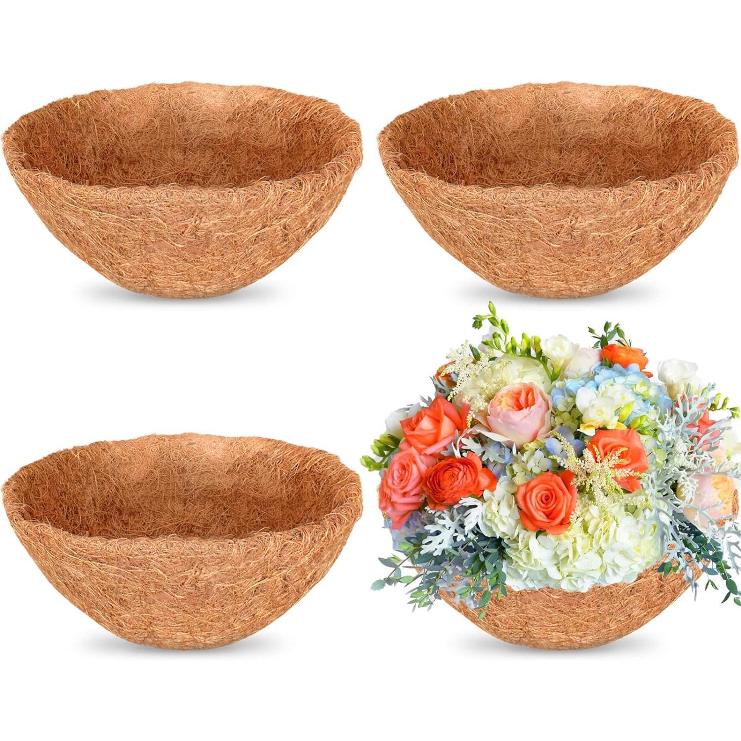 

4 шт. Підвісний кошик Кокосові вкладиші Заміна натуральна заміна вкладишів із кокосового волокна для садового квіткового горщика Овочі Трави 14inch