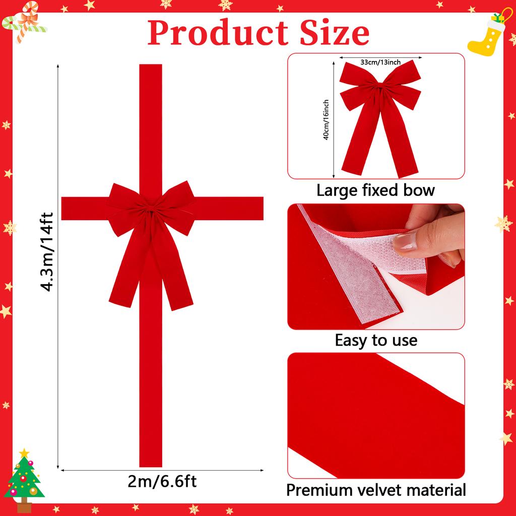 Nastro Rosso a Fiocco per Ante di Armadi di Natale Ghirlanda di Natale Fiocco per Albero di Natale Decorazioni per Confezioni Festive Per Christ