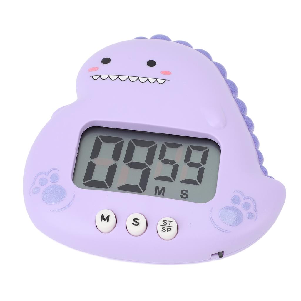 Cute Dinosaur Kids Timer Large LCD Display Loud Alarm Digital Kitchen Timer Magnetic Countdown Timer for Classroom Home