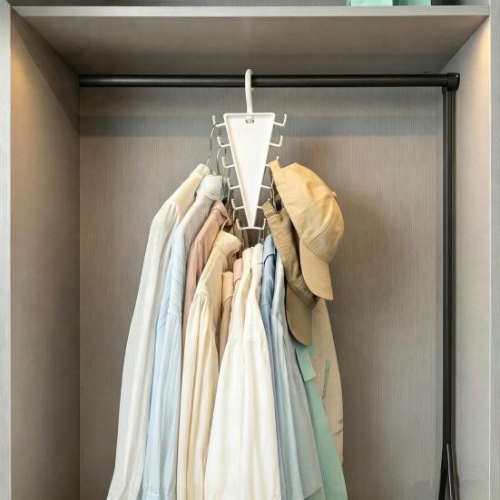 Coat Hanger 360° Rotatable V Shaped Structure Rack with 12-Hook Large Capacity Space-Saving Vertical Hook for Clothes Scarves Belts