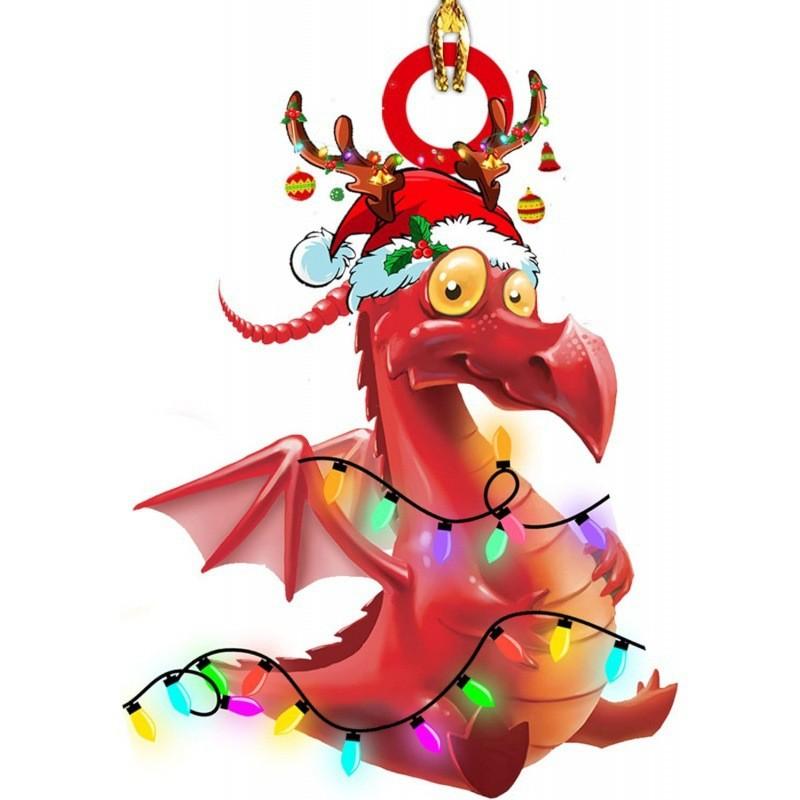 Festive Cartoon Style Acrylic Dragon Car Ornament For Vibrant Christmas Decor
