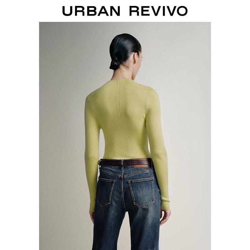 UR Women's Solid Round Neck Long Sleeve Knit Top