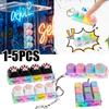 Cat Paw Glow Keychain Fidget Toy Light-Up Silicone Keyboard Button Stress Reliever Portable Clicker Keyring for Anxiety Desk