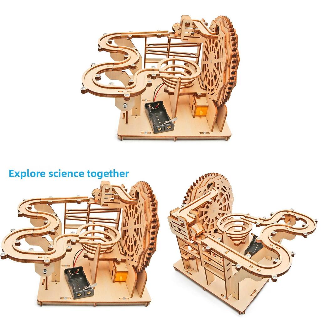 Technologie Kleiner Bau Holz Elektrische Schiene Murmelspielzeug Für Kinder Pädagogisches Spiel