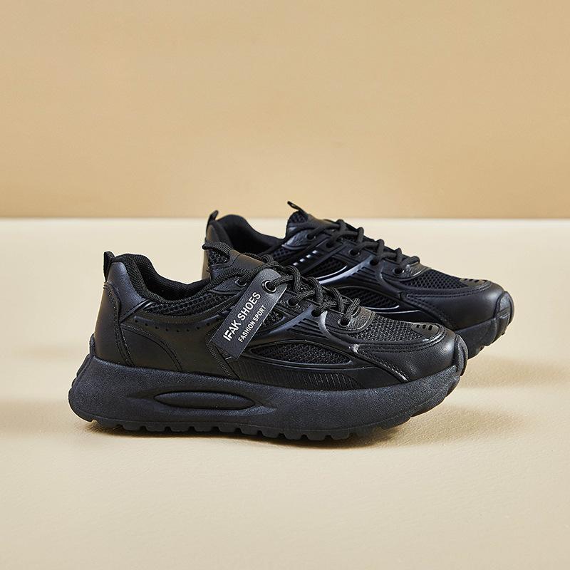 

Женские повседневные кроссовки для тренировок, теннисные туфли, легкие дышащие кроссовки из искусственной кожи с сеткой, нескользящие прогулочные туфли на шнуровке, тренировочные женские кроссовки для бега 40 чёрный