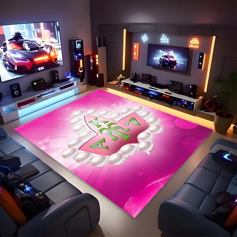 1pc AKA Logo9 Print Area Rug - Soft, Washable Non-Slip Indoor Mat for Office Chairs, Living Room, Home Office Decorative Rug