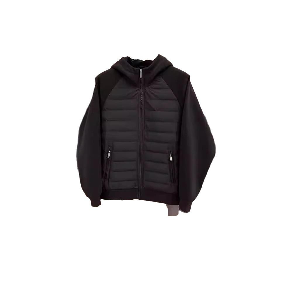 "Men's Winter Trendy Hooded Cotton Jacket: Loose, Versatile, Casual, Solid Color Splicing, Couples' Design."