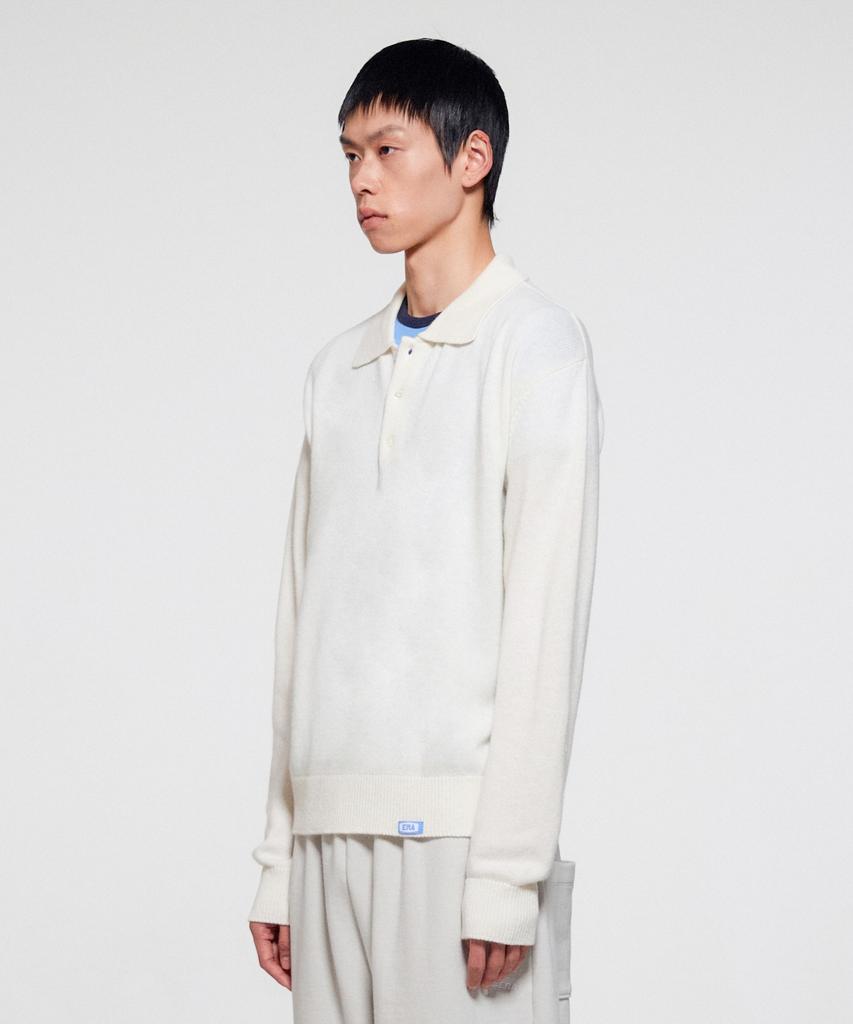 ERA Men Wool Blend Polo Sweater - White