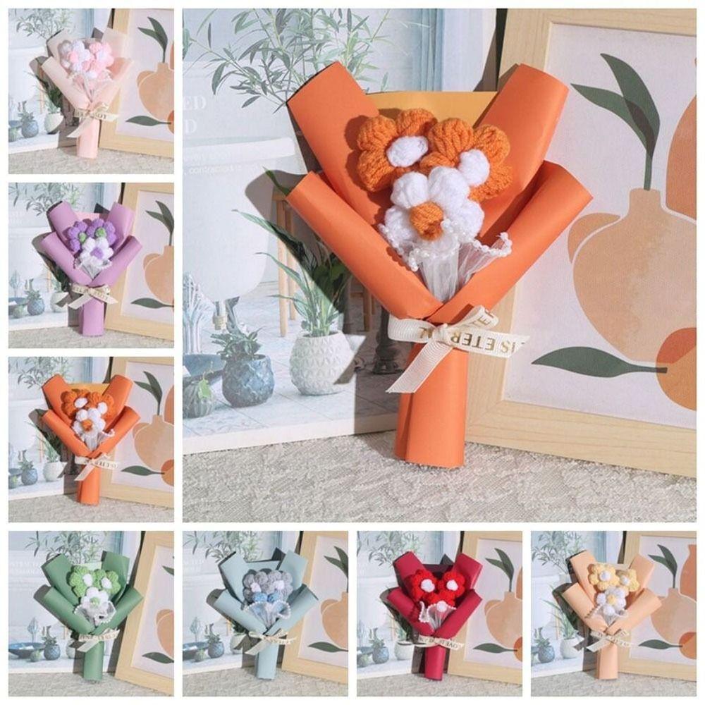 

Birthday Gift Crochet Flowers Wedding Companion Gift Knitted Flower Beautiful Fake Flowers рожевий