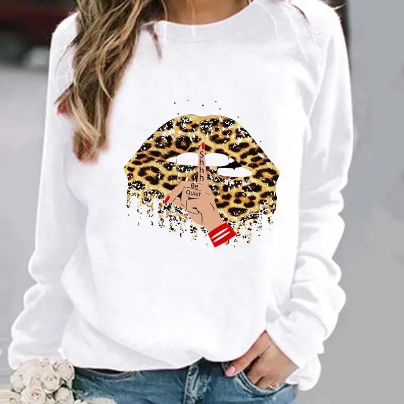 Interesting Printed Patterns in Europe and the United States, Round Neck Hoodies, Street Women's Sweatshirts