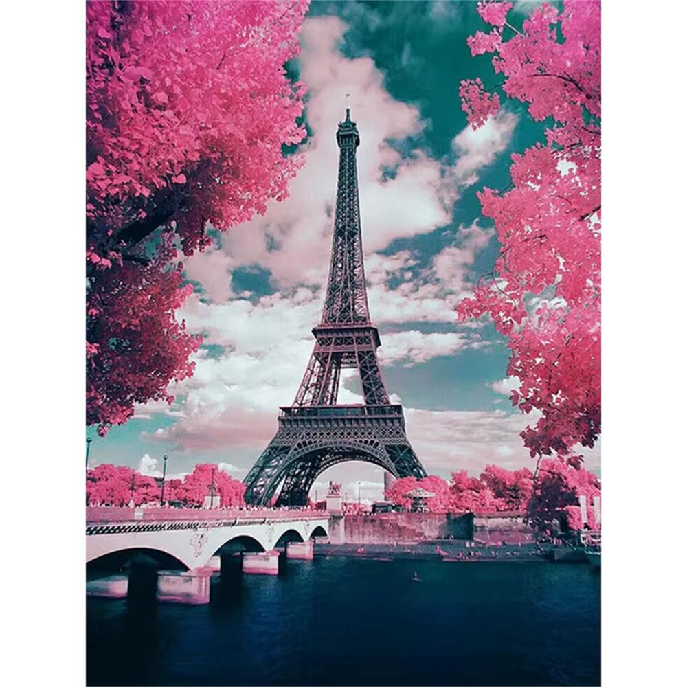 DIY Diamond Painting Iron Tower Cross Stitch Kit Mosaic Art Diamond Painting Full Circle Diamond Home Decoration