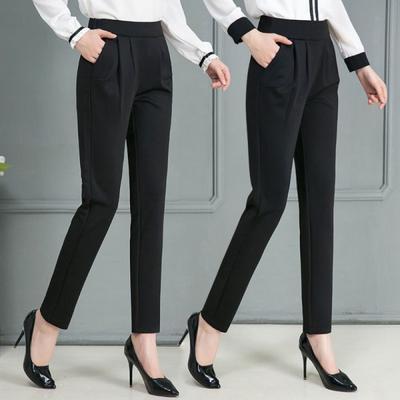 Elastic Waist Small Straight-leg Pants for Women In Summer Updated Style Slightly Elastic Korean Style Thin High-Waist Drape Slim Trousers