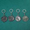 Vintage Wolf Head Keychain Game Geralt Of Rivia Medallion Wolf Metal Pendant Keyring For Men Car Accessories Gifts