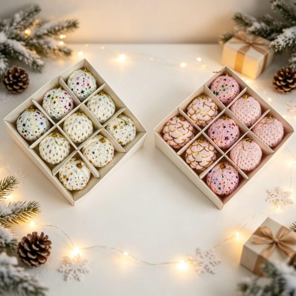 Plush Fabric Plush Christmas Ornaments Soft Texture Christmas Tree Baubles New Gift Box Set