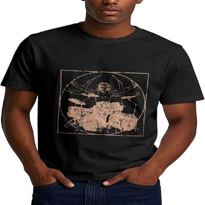 Hcotproe Herren T-Shirt Davinci Drums T-Shirt Sommer Lässig Kurz Rundhals Kurzarm Oberteil
