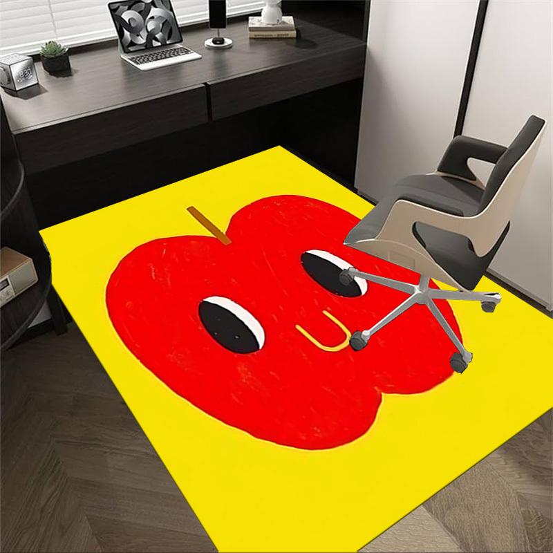 

1PC apple smiley Anti-slip carpet, suitable for Office, bedroomand playrooms. It can also be used as a sofa footrest cover-W32 60cm by 90cm