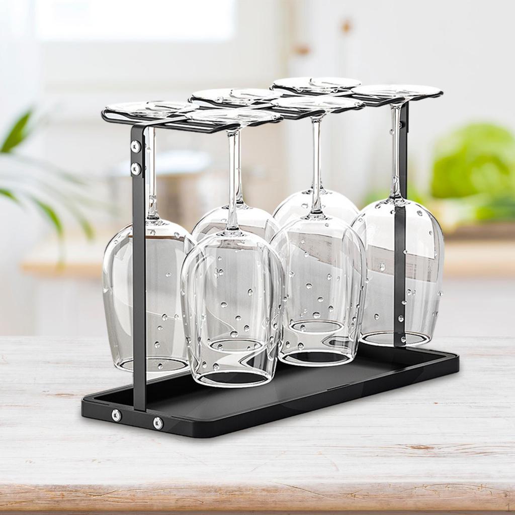 Soporte Metálico para Copas de Vino Escurridor Bandeja de Goteo para Cristalería Almacenamiento Colgante para Copas