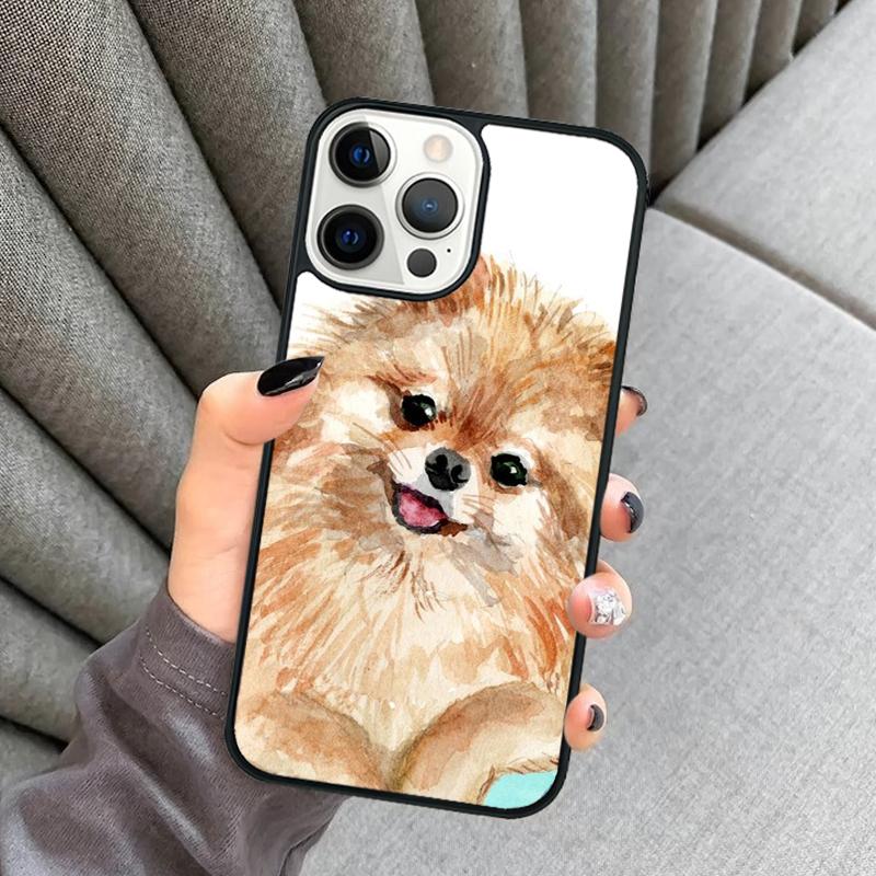 Pomeranian Watercolor Dog Phone Case For iPhone 17 Air 16 16e 15 13 14 Pro Max 11 12 Plus 2022 MAX Shell Cover coque