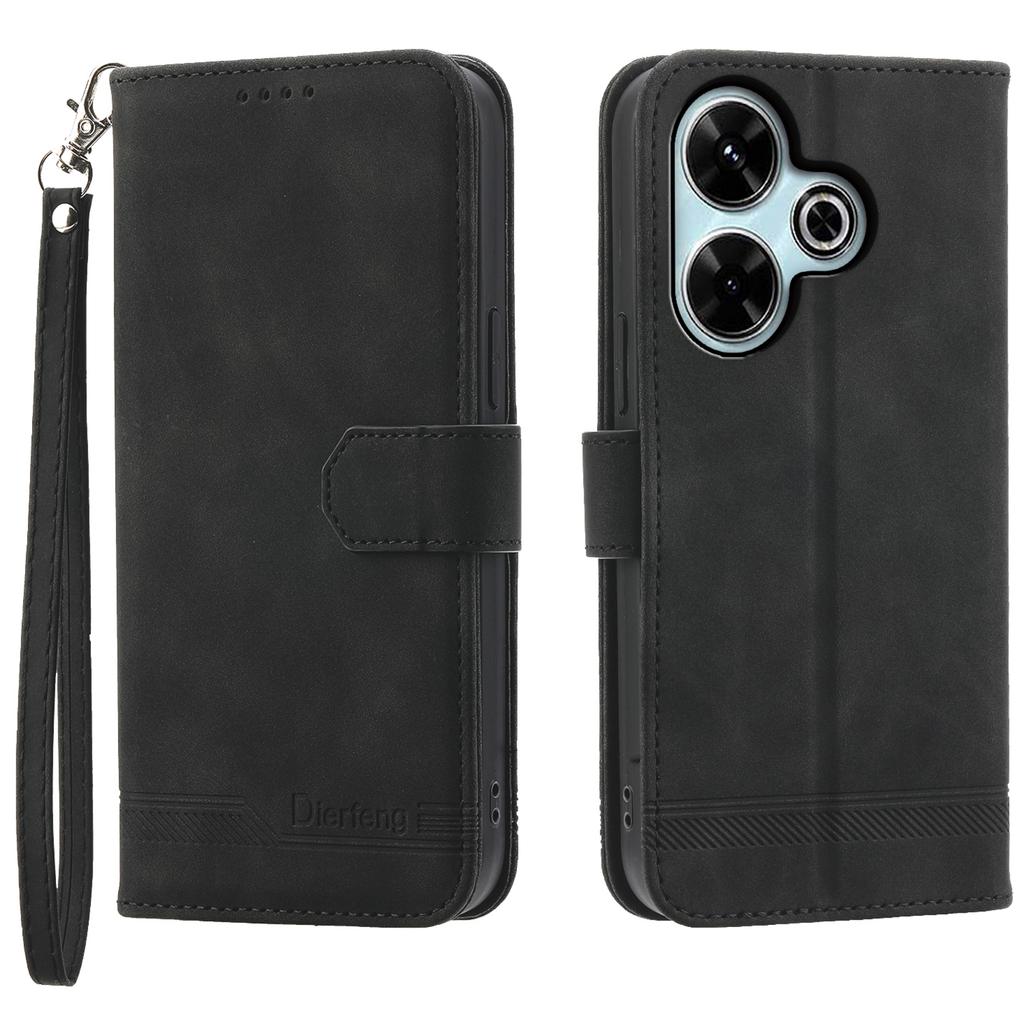 DIERFENG DF-03 Pour Xiaomi Redmi 13 4G/5G/Note 13R 5G/Poco M6 4G Étui en Cuir Portefeuille Housse de Téléphone