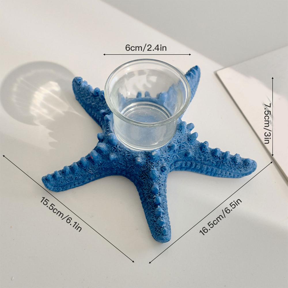 Starfish Candle Holder Resin Candle Holder Ornament Decorative Tabletop Sea Star Statue Creative Beach Candle Holder For Holiday