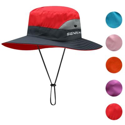 Womens UV Protection Wide Brim Sun Hats - Cooling Mesh Ponytail Hole Cap Foldable Travel Outdoor Fishing Hat