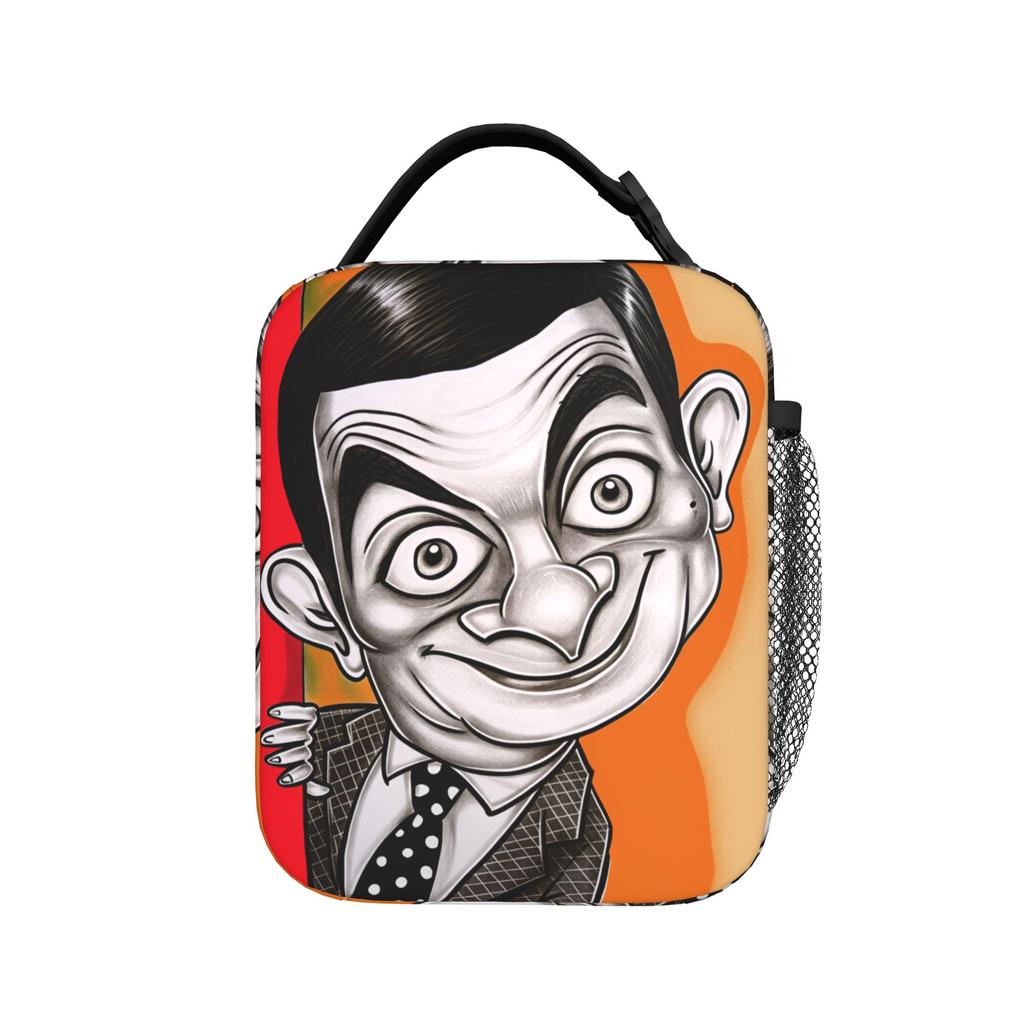 Mr Beans Cartoon Lunch Bag For Child Graphic Lunch Box Funny School Cooler Bag Portable Zipper Oxford Thermal Lunch Bags