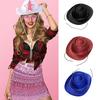 Glittering Powder Cowboy Hat for Women Men Wide Brim Role Play Cowgirl Hat Carnival Party Props Bachelorette Party Wear