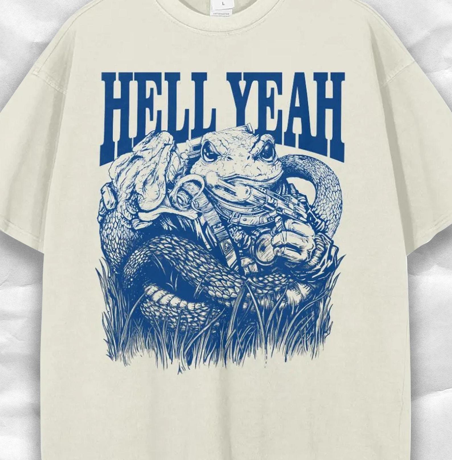 Oversized Space Western T-Shirt: Cowboy Toad & Snake Graphic XL