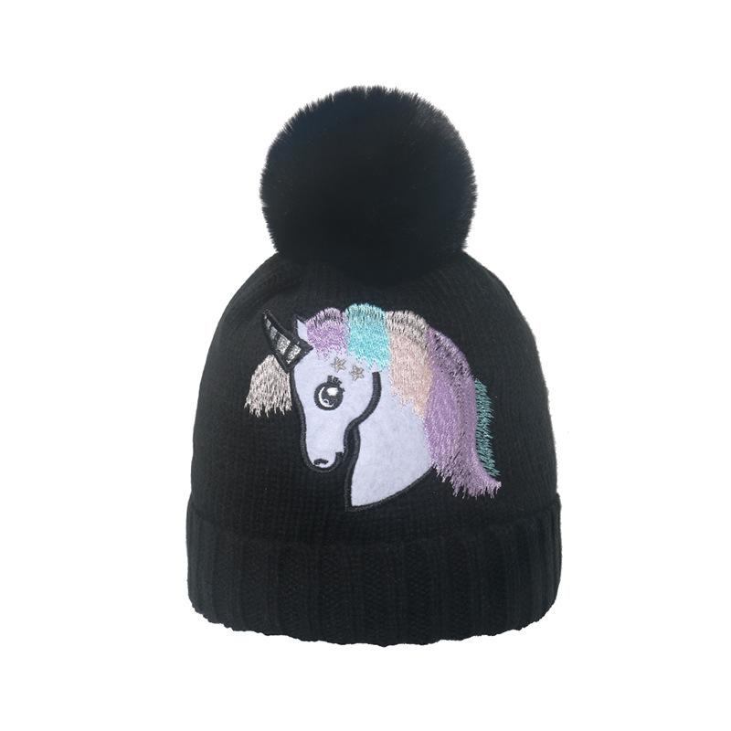 Winter Hat Children Autumn and Winter Warm Wool Hat Cute Ear Hat Unicorn Embroidery Knitted Hat Women 2025
