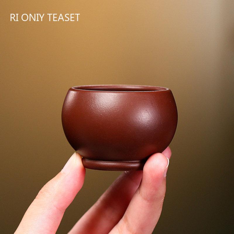 2 Teile/satz Yixing Roherz Lila Ton Teetasse Meditationstasse Boutique Handgemachte Teeschale Meisterteetasse Chinesisches Zisha-Teeset 50ml