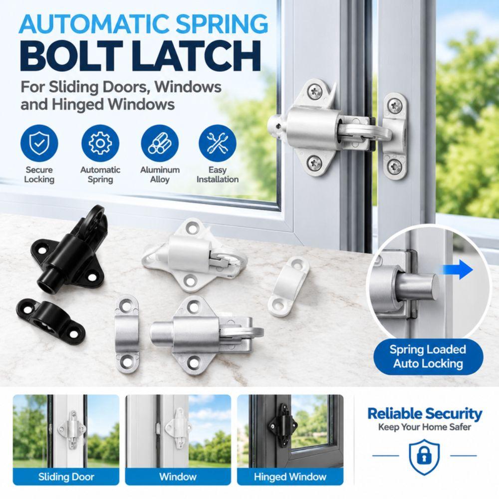 Bolt Latch Spring Door Lock Aluminum Alloy Security Gate Latch Automatic Window Lock  Door Hardware